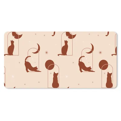 Produktbild von MuchoWow® Schreibtischunterlage Katze - Sterne - Muster 80x40 cm - XXL Mauspad - Gaming Mauspad