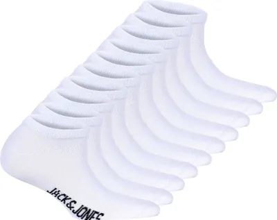 Produktbild von JACK&JONES Kinder Sneakersocken, 10er Pack - JACDONGO SOCKS, Baumwollmischung, einfarbig Weiß 38-43