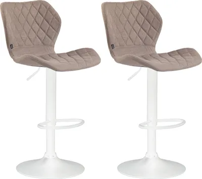 Produktbild von 2er Set Barhocker HLO-CP14 Stoff weiß  taupe