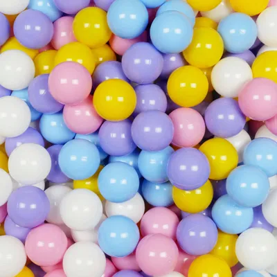 Produktbild von Bälle für Bällebad 7cm 500 Stück – weiß, meliert, puderrosa, gelb, babyblau