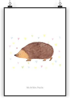 Produktbild von Mr. & Mrs. Panda Bild Igel Herzen DIN A4 - Weiß - Geschenk, Wandbild, Herz, Lustige Sprüche, Kunstdruck, Plakat, wanddeko, Leben, Liebe, drucke, Vertrauen