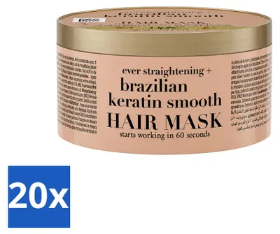 Produktbild von 20 x OGX Brazilian Keratin Smooth Haarmasker - Herstel & Glanzendes Haar - 300 ml - Vorteilspackung - 20 Stücke