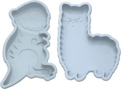 Set von 2 Silikon Kuchenformen - 6 Zoll Cartoon Dinosaurier Formen für Fondant, Kekse und Pudding
