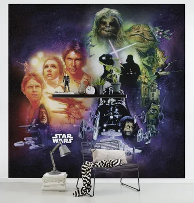Produktbild von Komar Vlies Fototapete "Star Wars Classic Poster Collage" - Größe: 250 x 250 cm (Breite x Höhe), 5 Bahnen