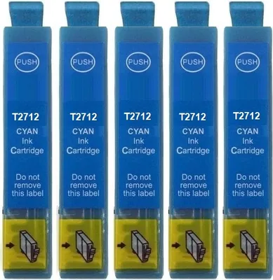 Produktbild von 5 kompatible Druckerpatronen T2712 - T27 XL cyan für Epson WorkForce WF-3620, 3620, 3640, 7110, 7210, 7610, 7615, 7620, 7710, 7715, 7720