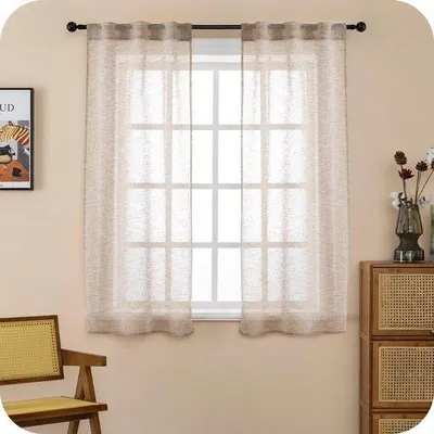 Imagen del producto de Ibenzoa® Cortinas translúcidas con aspecto de lino – Juego de 2 unidades, 70 x 150 cm, 100% poliéster, con ojales para salón y dormitorio