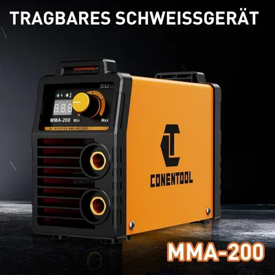 Produktbild von MMA Lichtbogenschweißgerät IGBT Inverter 200A 230V Elektrodenschweißgerät Handschweißgerät mit Zubehör für Werkstatt Baustelle und Heimwerker digitale
