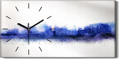 Produktbild von Küche Wohnzimmer Wand Leinwand Uhr 60x30 Abstrakte Stadt Gebäude Aquarellfarbe - schwarze Hände