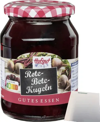 Produktbild von Hofgut Rote Bete Kugeln (370ml Glas) + usy Block