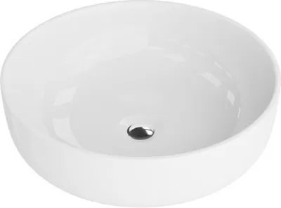 Produktbild von LAVITA Aufsatzwaschtisch Cordoba | Aufsatzwaschbecken Rund | Waschbecken Ohne Überlauf und Hahnloch | Aus hochwertigem Porzellan | Waschtisch | 41,5x41,5x13,5 cm | Weiß Glanz