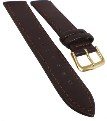 Produktbild von Eichmüller | Uhrenarmband braun Leder glatt sehr flach | Dornschließe, Stegbreite:18mm, Schließe:Gelbgolden