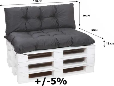 Image de Coussins pour meubles en palette 120x50 assise + dossier 120x50cm | Coussin de palette gris foncé | Coussins pour sièges en palette d'extérieur