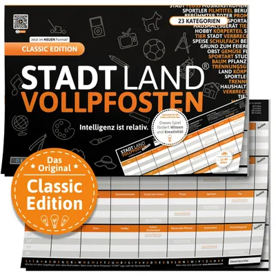 Immagine prodotto di D & R Denkriesen STADT LAND VOLLPFOSTEN - EDIZIONE CLASSICA - L'intelligenza è relativa. (formato DinA4) DENSL2022