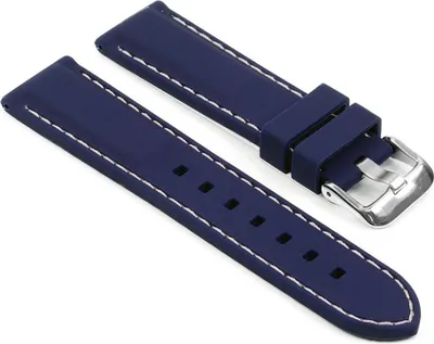 Produktbild von Modisches weiches Silikon-Uhrenarmband mit Schnalle, Ersatzarmband-Saphirblau + Weiß,18mm
