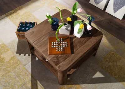 Produktbild von MASSIVMOEBEL24.DE Couchtisch Sheesham 70x70x45 smoked cherry gebeizt TORONTO #106
