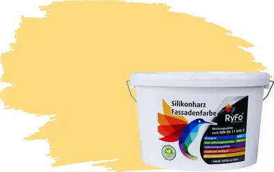 Produktbild von RyFo Colors Silikonharz Fassadenfarbe Lotuseffekt Trend Butterblume 10l - bunte Fassadenfarbe, weitere Gelb Farbtöne und Größen erhältlich, Deckkraft Klasse 1