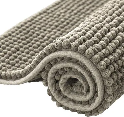 Zdjęcie produktu dla Mata do łazienki Unyqoos® wykonana z mikrofibry typu chenille – chłonna, antypoślizgowa, bardzo miękka, można prać w pralce. Wymiary: 50 x 80 cm, kolor: taupe