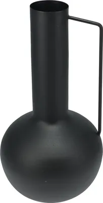 Produktbild von Vase Kula mattschwarzes Zink mit Henkel (17x17x34,5 cm)