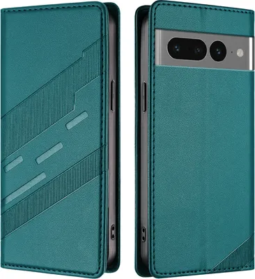 Produktbild von Hülle für Google Pixel 7 Pro, Kunstleder Brieftaschen Handyhülle mit Kartenfach und Standfunktion Grün