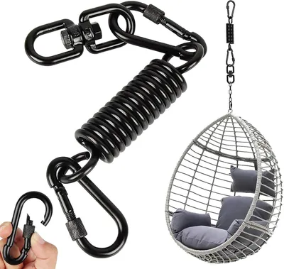Produktbild von Schwenkfeder für Hängesessel, 2 Karabinerhaken, 360° drehbar, Tragfähigkeit bis 250 kg, Schwarz