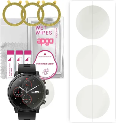 Produktbild von apgo 3 Stück Schutzfolie, Matt, kompatibel mit Amazfit Stratos 2 Smartwatch, Hydrogel Displayschutzfolie mit Positionierhilfe, Displayfolie, robust und kratzfest