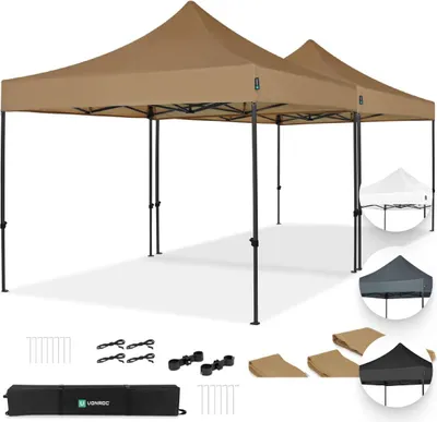 Produktbild von VONROC Pavillon 6x3m wasserdicht stabil - Partyzelt EasyUp System [3Min Aufbau] Popup Faltpavillon modular erweiterbar als Festival Zelt, Gartenpavillon