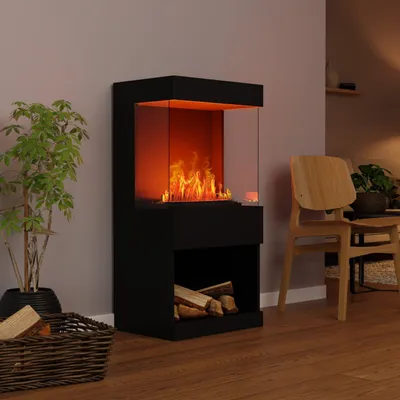 Produktbild von GLOW FIRE Elektrokamin 'OGF 2'| Wasserdampf Kamin mit OMC 400 ohne Holzdeko in Schwarz als Raumteiler | HxBxT: 55x110x40 cm