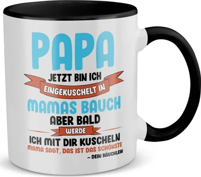 Produktbild von 22Feels Du Wirst Papa Tasse Werdender Vater Geschenk Vatertag Dad To Be Schwangerschaft Männer Kaffeetasse Geburtstag Haferl (Weiss-Schwarz)