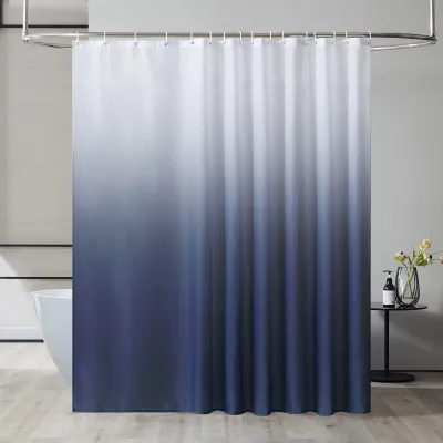 Image de Rideau de douche extra long, rideau de salle de bain résistant à la moisissure pour douche et baignoire, rideau en tissu, antibactérien, imperméable, blanc à bleu foncé, extra large 240 x 200 cm.