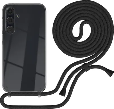 Produktbild von EAZY CASE Handykette kompatibel mit Samsung Galaxy A35, Handyhülle mit Umhängeband, Handykordel, Schutzhülle Clear, Band in Schwarz