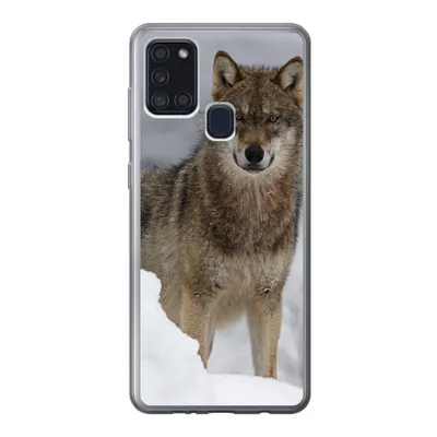 Produktbild von MuchoWow® Handyhülle Schutzhülle Hülle für Samsung Galaxy A21s Wolf - Schnee - Tiere Silikon Softcase Handy Hülle - Hartschale