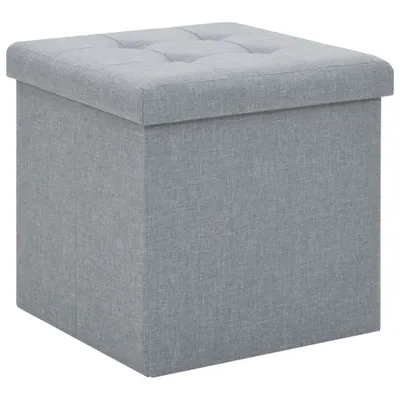 Produktbild von vidaXL Hocker mit Stauraum 2 Stk. Hellgrau Leinenoptik