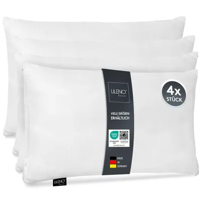 Produktbild von LILENO HOME Microfaser Kissen 40x60 cm [4er Set] bis 95 Grad waschbar mit Reißverschluss - Kopfkissen 40x60 cm als Kissen-Füllung für Bett oder als Deko-Kissen - Sofa-Kissen & Zier-Kissen
