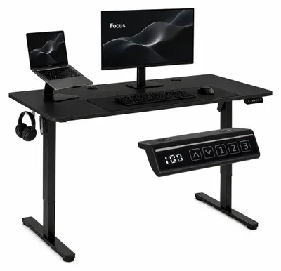Zdjęcie produktu dla Biurko elektryczne 140x60 cm podnoszone regulacja wysokości 72-118 cm czarne ModernHome