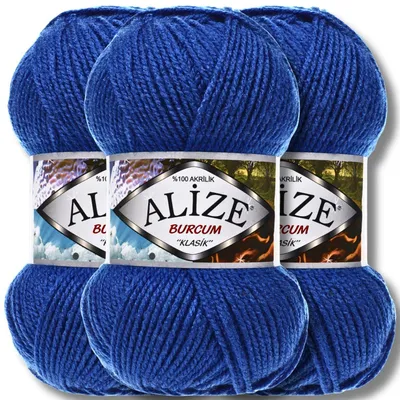 Produktbild von Alize 3x 100g Burcum Klasik Wolle, Uni, Häkeln, Stricken (Royal Blue - 141)