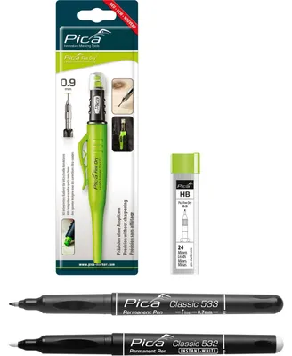 Produktbild von Pica Fine Dry Tieflochmarker + Ersatzminen HB + Permanent Pen Fine schwarz + Per