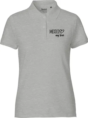 Produktbild von Huuraa Damen Polo Shirt Mexico my love M Sport Grey Bio Baumwolle Fairtrade Poloshirt Geschenkidee