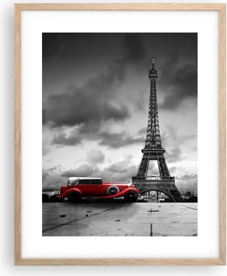Produktbild von Gerahmtes Poster - Rahmen in heller Eiche - Auto Eiffle Paris Stadt - 40x50 cm - Wand Bild - Wanddeko - Wandbilder - Wandposter - Bilderrahmen - Bilder - Kunstdruck - Wandbild - P2NPA40x50-2828