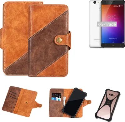 Produktbild von K-S-Trade Handy-Hülle Schutz-Hülle Bookstyle Case Wallet-Case kompatibel mit Blackview E7 Handy Cover Bumper Kantenschutz Smartphone dunkelbraun