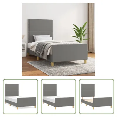 Produktbild von The Living Store Bettgestell mit Kopfteil Dunkelgrau 90x190 cm Stoff