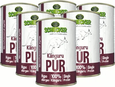 Produktbild von 6x 410 g - Schecker Nassfutter - Känguru PUR - getreidefrei - hypoallergen