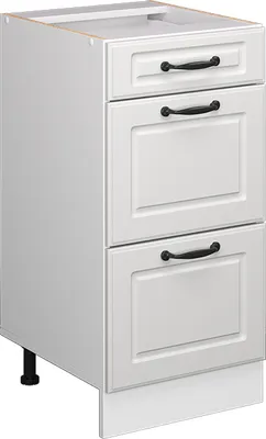 Produktbild von Vicco Küchenunterschrank R-Line, 40 cm mit Schubladen, ohne Arbeitsplatte, Weiß Landhaus/Weiß