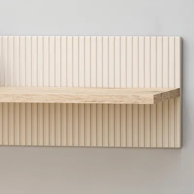 Produktbild von Wohnzimmer Wandboard mit 160 cm Breite in Eiche und Kaschmir, Rillenfront - CARRICA-164