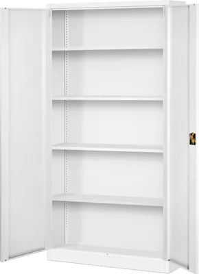 Produktbild von Aktenschrank Büroschrank Metallschrank Stahlschrank Werkzeugschrank Stahlblech Pulverbeschichtet Flügeltürschrank Abschließbar 195 cm x 90 cm x 40 cm Farbe: Weiß