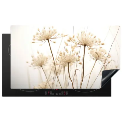 Produktbild von KitchenYeah© Herdabdeckplatte Blumen - Weiß - Sonnenlicht , 89x51cm, Küche Deko, Glaskeramikkochfeld Herdabdeckung, Abdeckplatte fùr Kochfeld