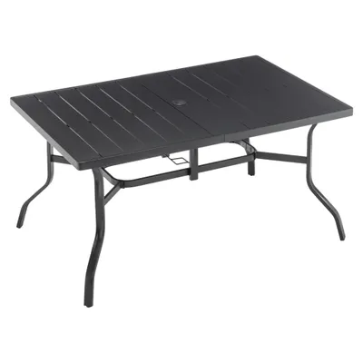 Produktbild von GIHAUVIA Gartentisch 144x94cm Wetterfest Metall 6 Personen Mit Sonnenschirmloch Garten Terrasse Camping Balkontisch Buffettisch Schwarz