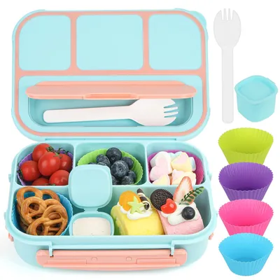 Bento Lunchbox 1300 ml, 4 Fächer, pastellblau, auslaufsicher