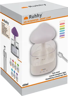 Obrázek produktu pro Zvlhčovač vzduchu Houbová dešťová lampa 6 LED 7 barev 3 režimy Aromaterapie Bílý šum Relaxační ložnice Dětský pokoj 24378