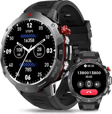 Produktbild von Smartwatch Herren Telefonfunktion Herzfrequenz, Blutdruck, Schlafüberwachung, Sprachassistent, Message Reminder 120+ Sportmodi Fitnessuhr Android iOS