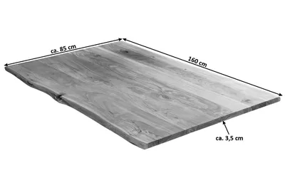 Produktbild von Tischplatte Baumkante massiv Akazie natur 160 x 85 ZUERICH